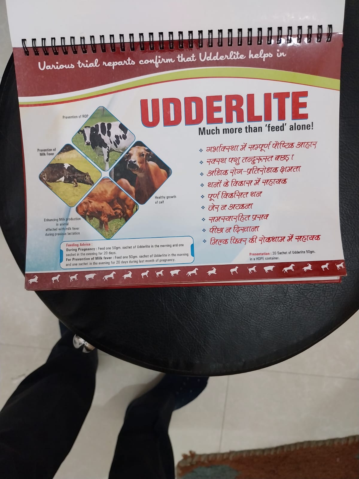 Udderlite veterinary supplement for cattle pregnancy and milk production