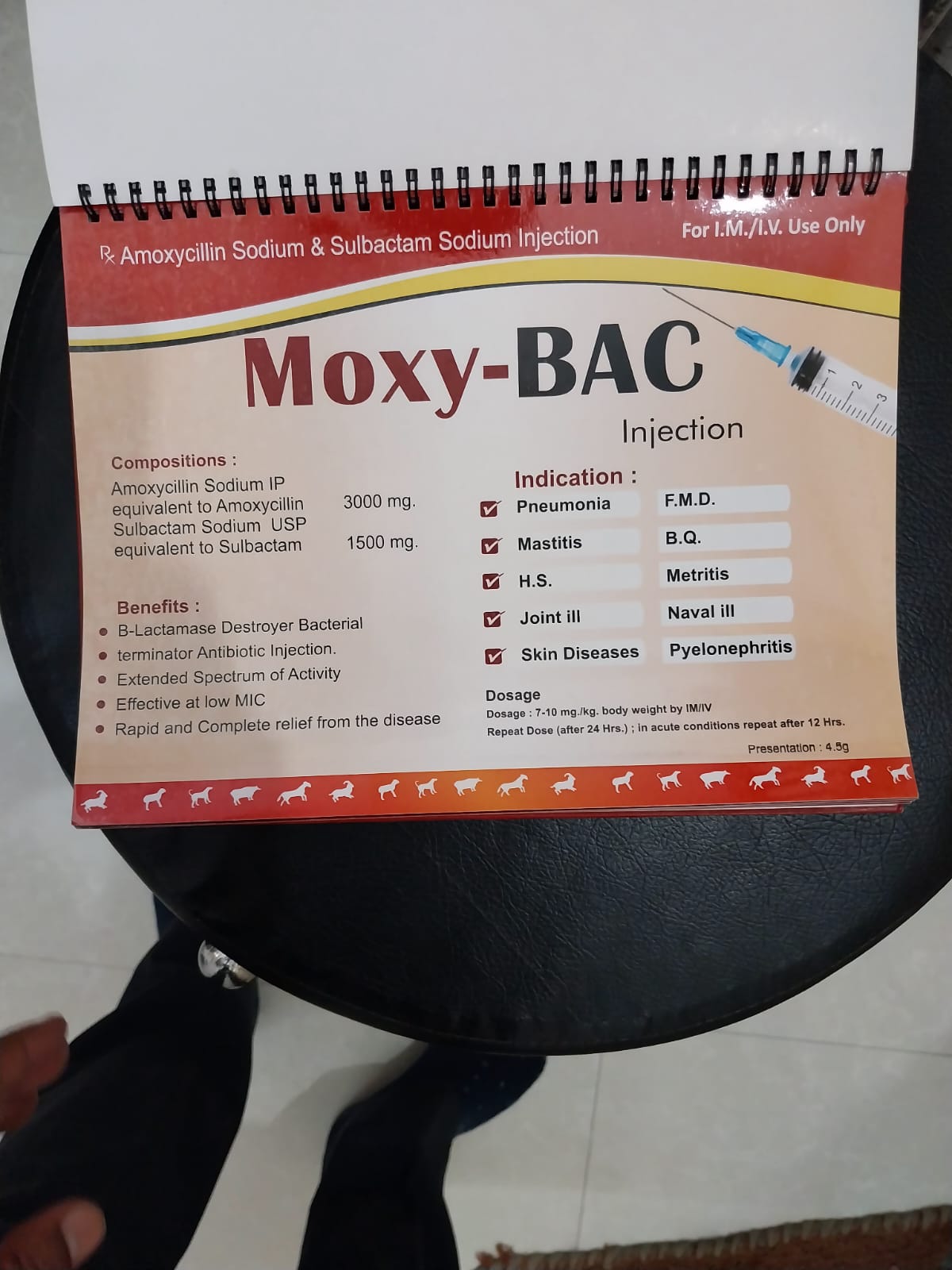 Moxy-BAC injection Amoxycillin and Sulbactam for cattle treatment